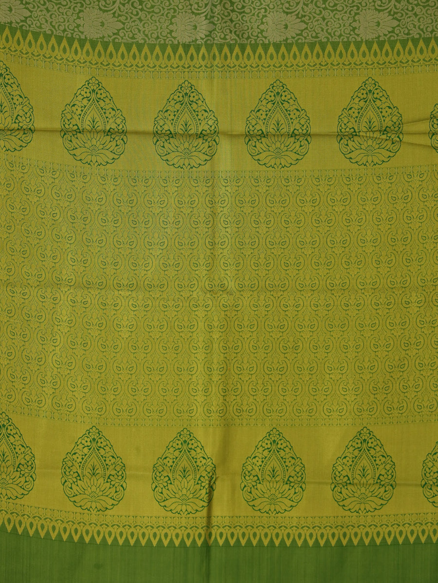 Lime Green Uppada Inspired Semi Silk Saree with Wide Wide Self Border