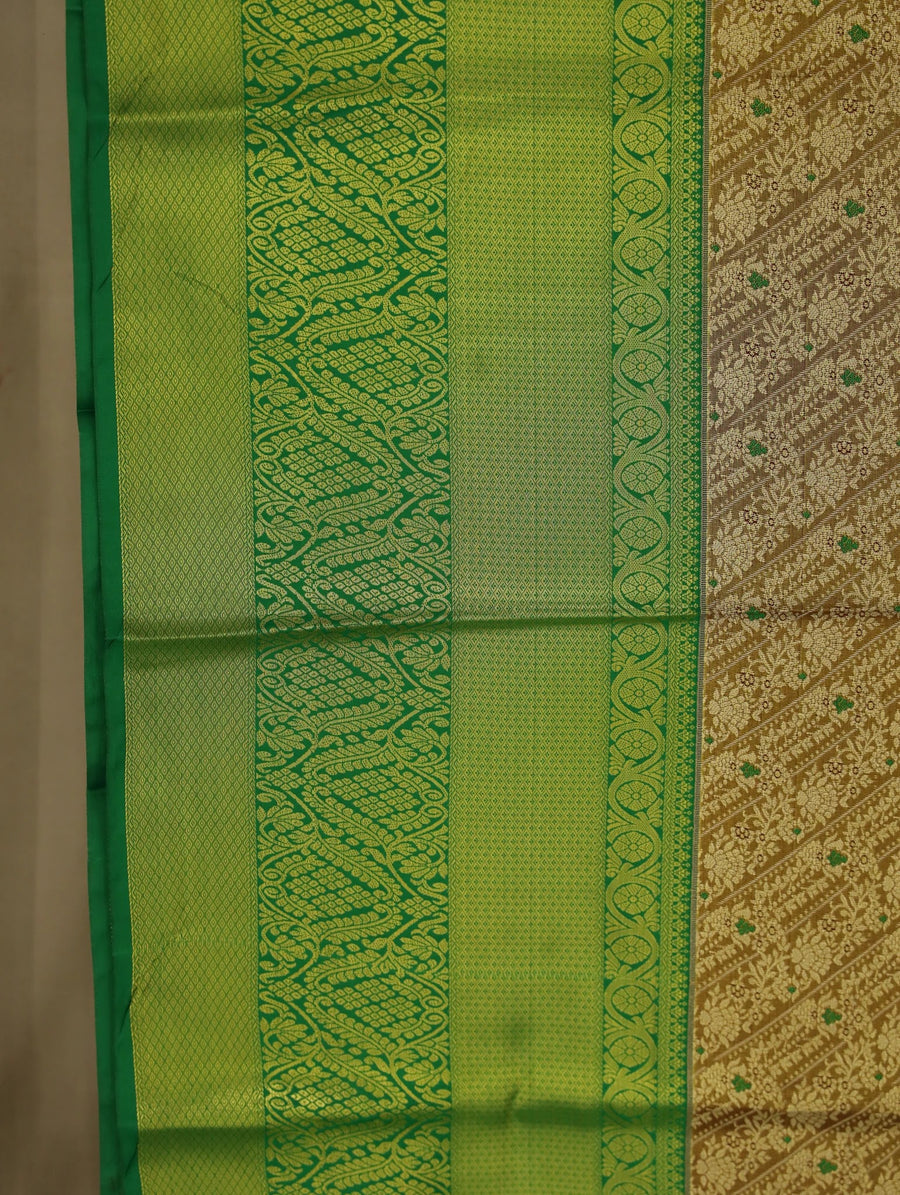 Lime Green Dharmavaram Inspired Semi Silk Saree with Medium Medium Self Border