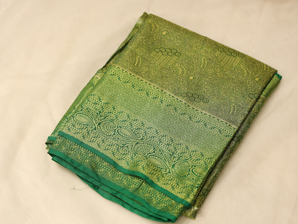 Olive Green Dharmavaram Inspired Semi Silk Saree with Wide Wide Self Border