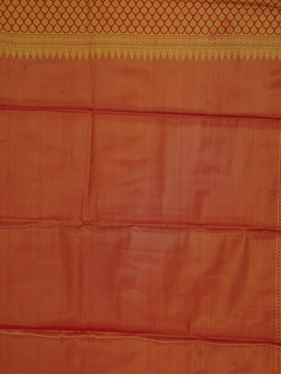 Sunset Orange Dharmavaram Inspired Semi Silk Saree with Medium Medium Contrast Border