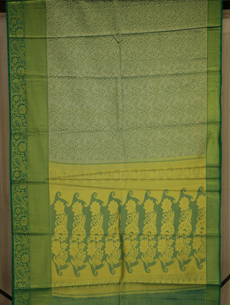 Sage Green Uppada Inspired Semi Silk Saree with Medium Medium Contrast Border