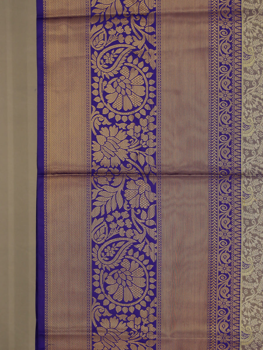 Majestic Purple Dharmavaram Inspired Semi Silk Saree with Wide Wide Contrast Border