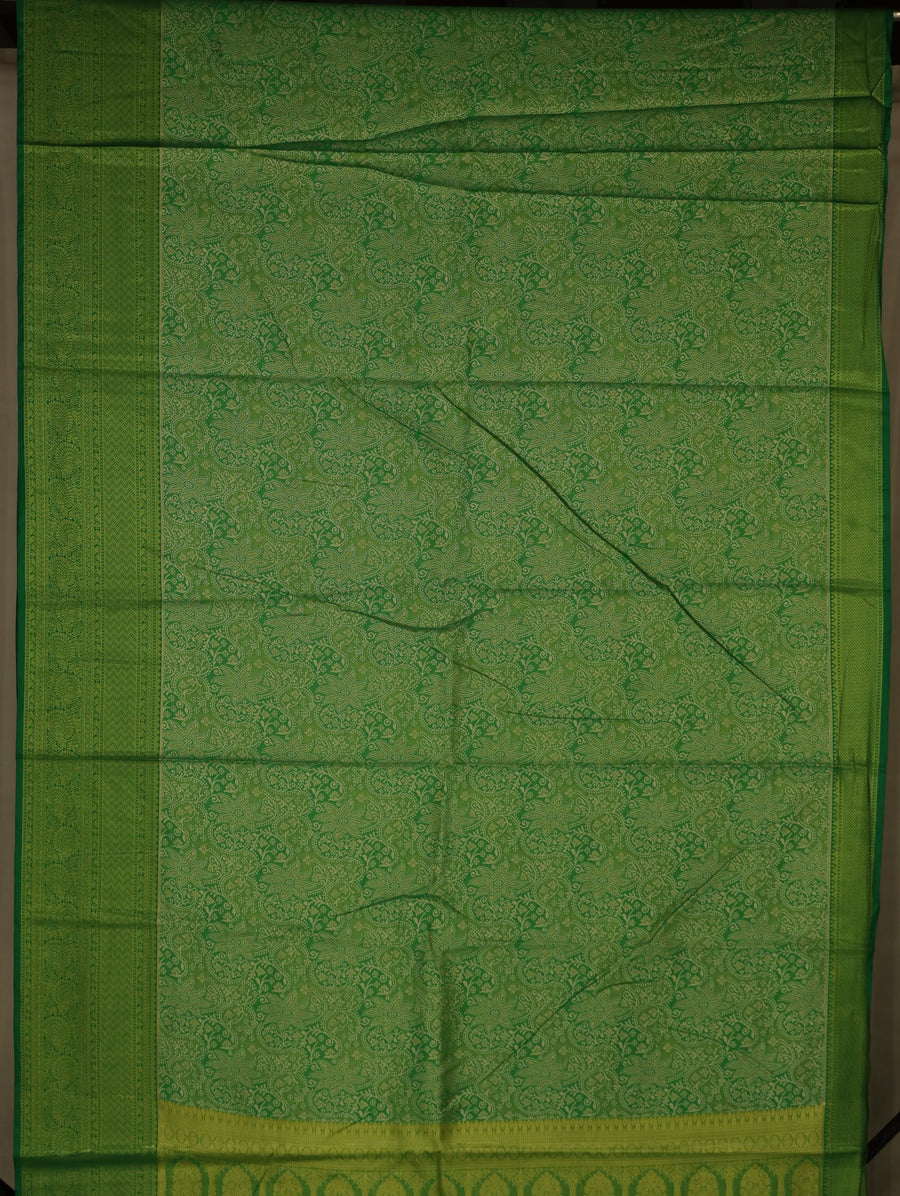 Moss Green Mysore Inspired Semi Silk Saree with Wide Wide Self Border