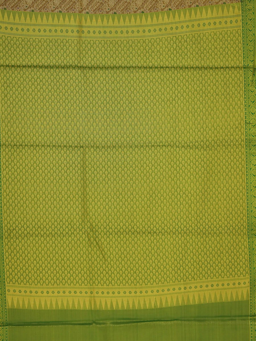 Lime Green Dharmavaram Inspired Semi Silk Saree with Wide Wide Self Border