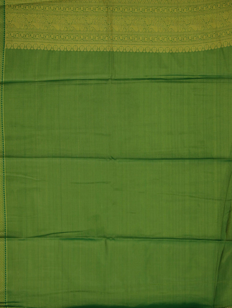Lime Green Uppada Inspired Semi Silk Saree with Medium Medium Self Border