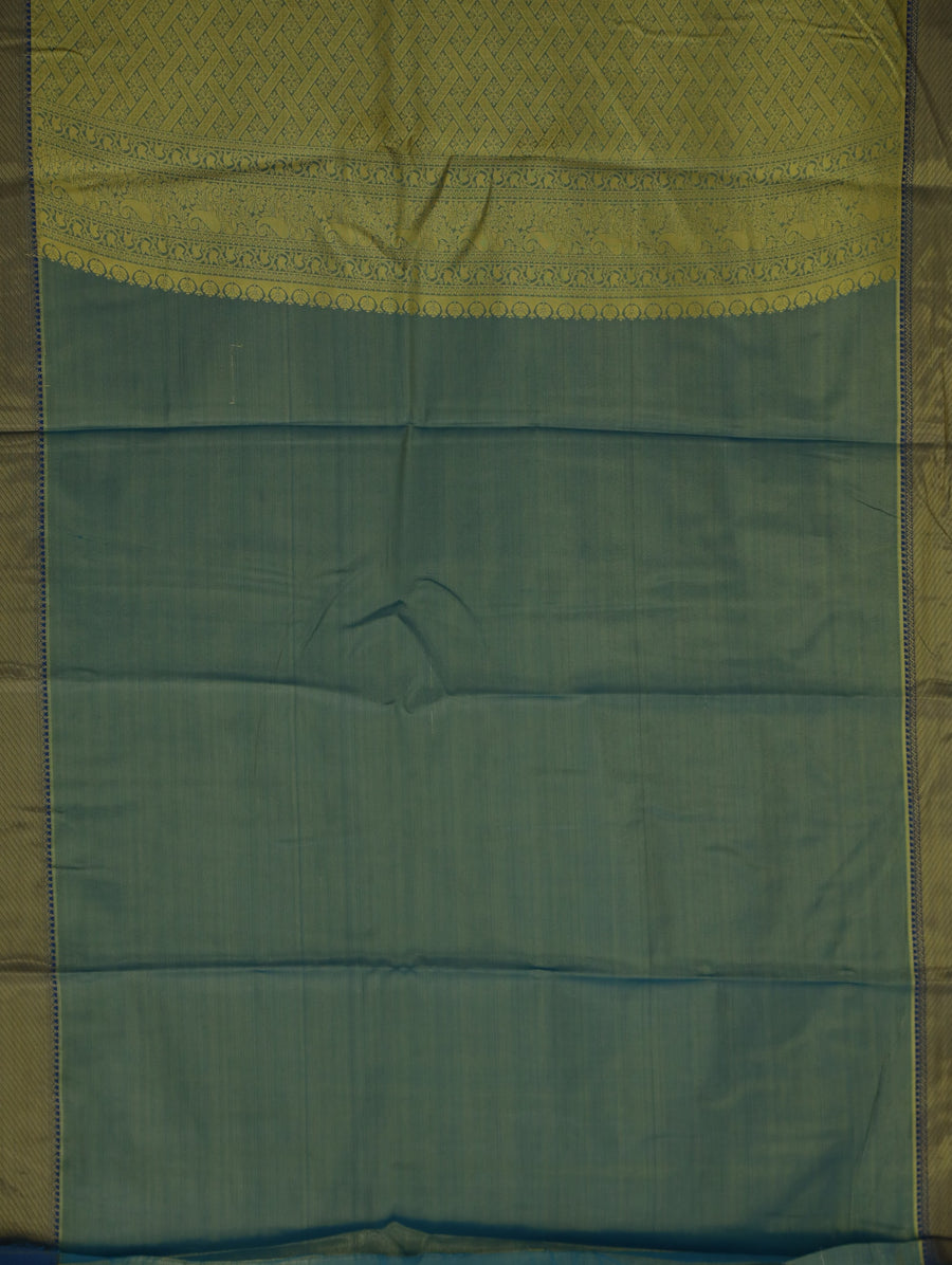 Mint Green Uppada Inspired Semi Silk Saree with Medium Medium Contrast Border