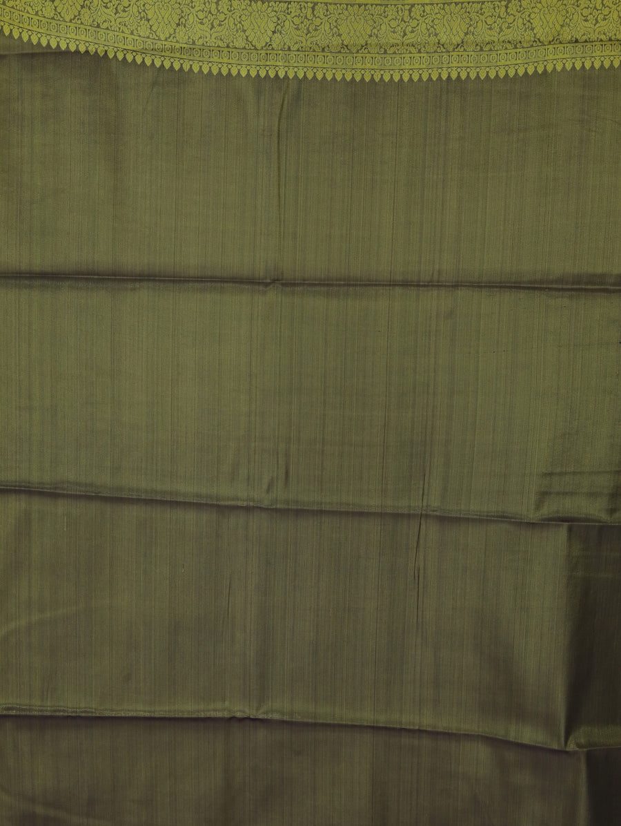 Burnt Orange Dharmavaram Inspired Semi Silk Saree with Wide Wide Contrast Border