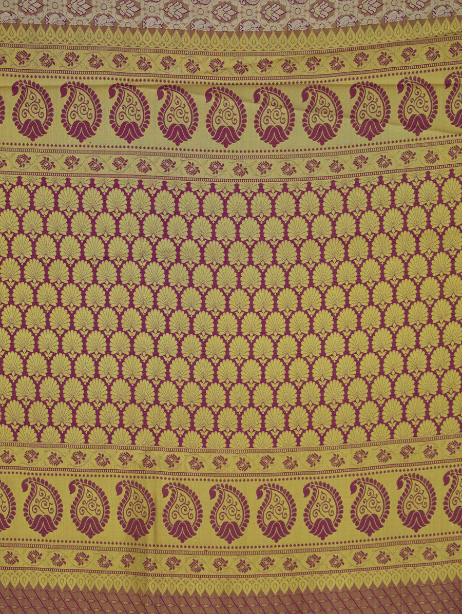 Champagne Gold Dharmavaram Inspired Semi Silk Saree with Wide Wide Contrast Border