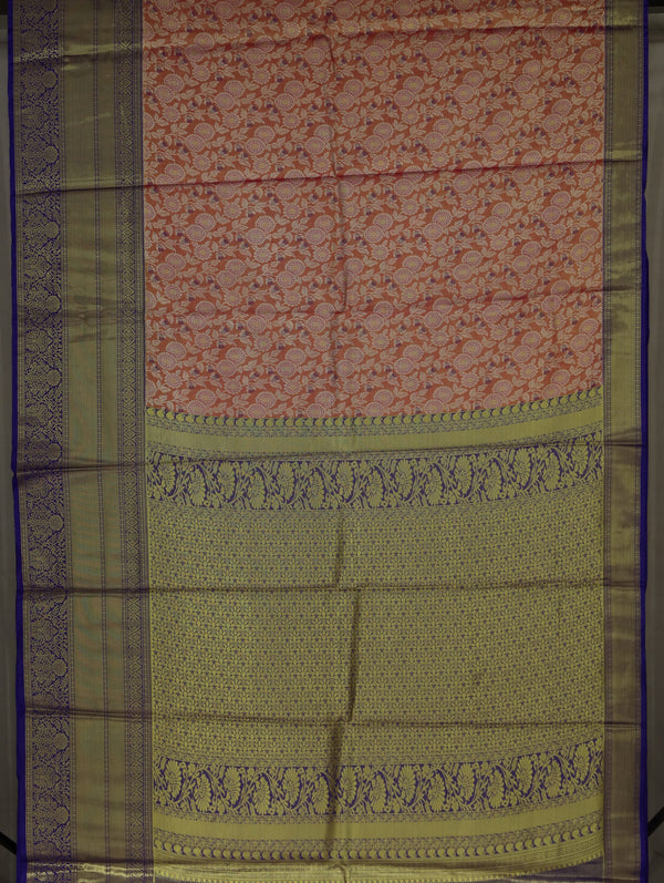 Dusty Rose Kanchipuram Inspired Semi Silk Saree with Medium Medium Contrast Border