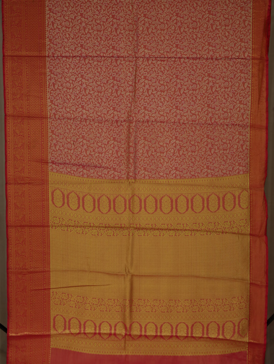 Dusty Rose Dharmavaram Inspired Semi Silk Saree with Wide Wide Contrast Border