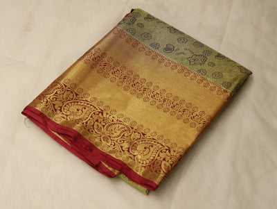 Mustard Gold Mysore Inspired Semi Silk Saree with Wide Wide Contrast Border