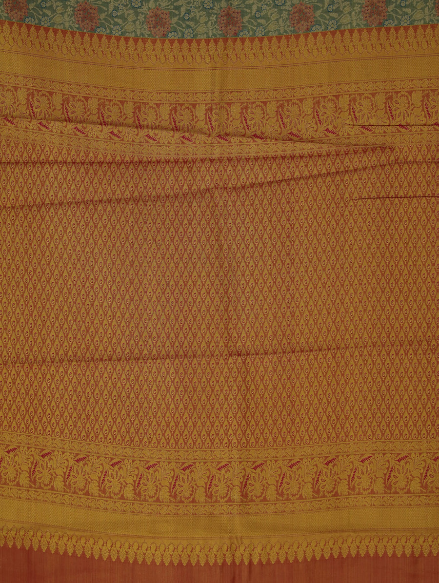 Powder Blue Dharmavaram Inspired Semi Silk Saree with Medium Medium Contrast Border