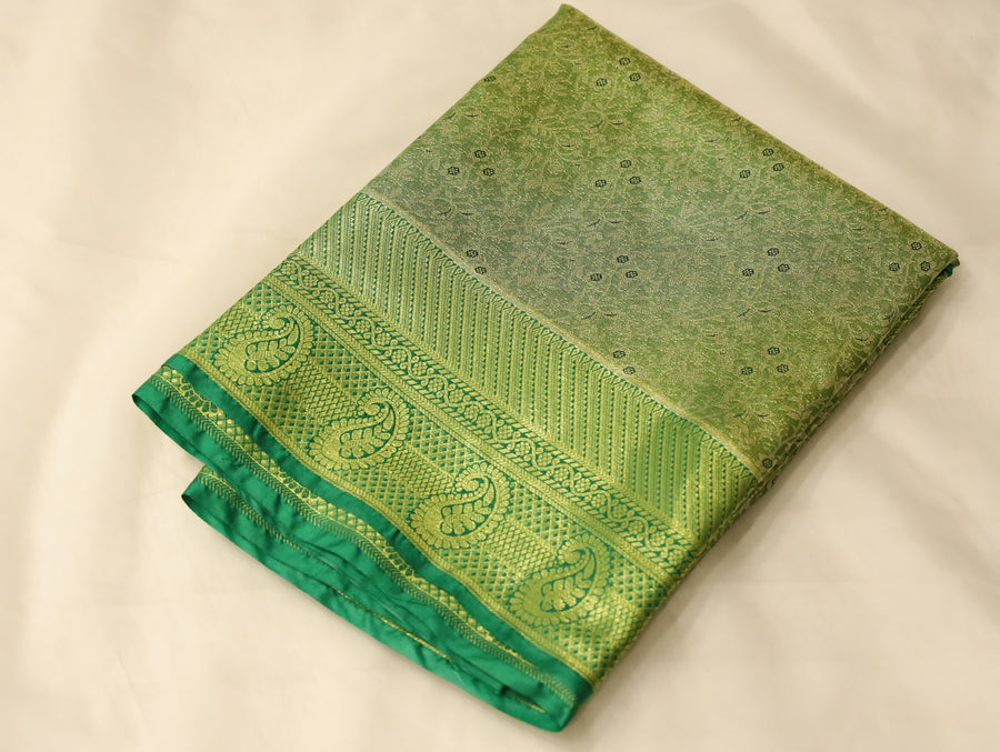 Olive Green Uppada Inspired Semi Silk Saree with Medium Medium Self Border