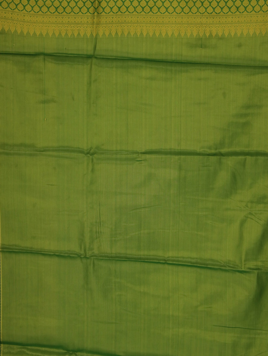 Sage Green Kanchipuram Inspired Semi Silk Saree with Wide Wide Self Border