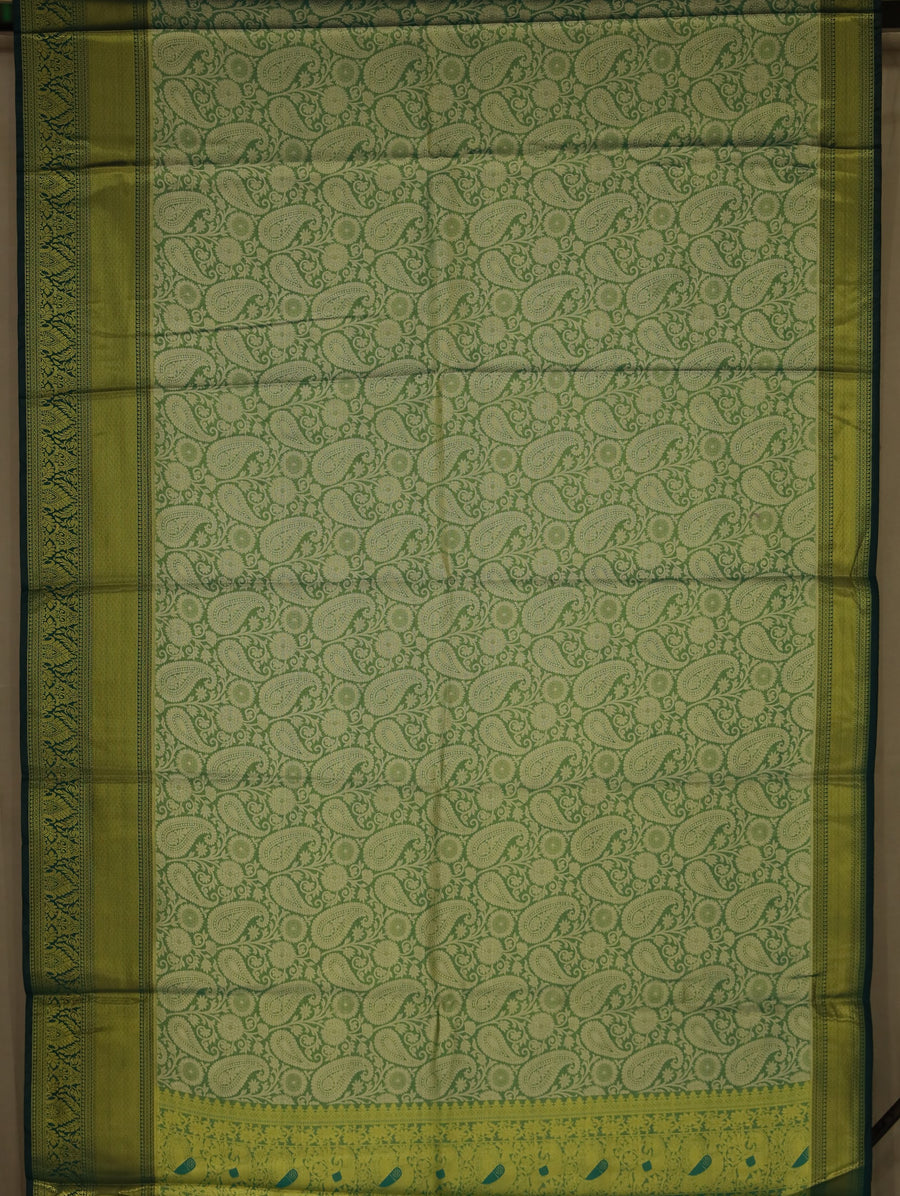 Olive Green Uppada Inspired Semi Silk Saree with Medium Medium Contrast Border
