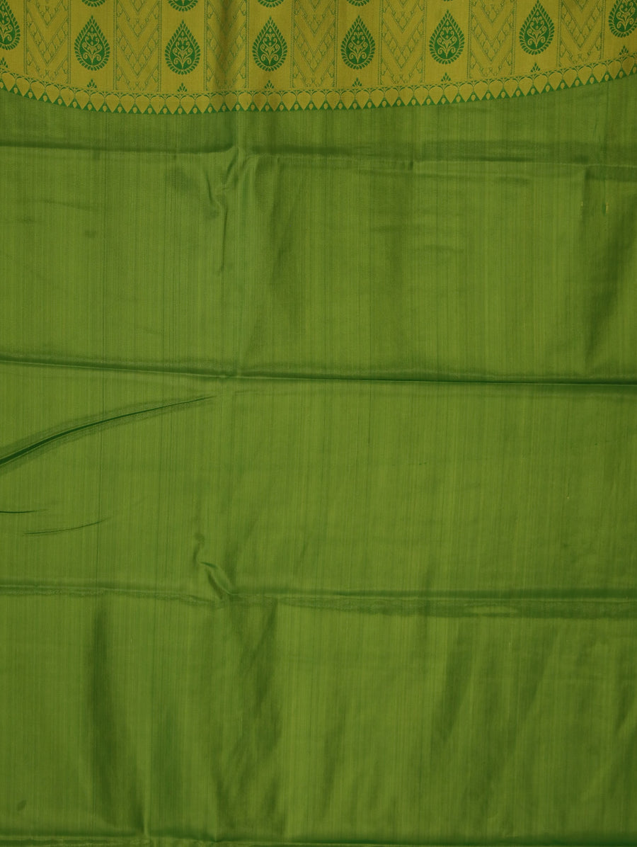 Lime Green Dharmavaram Inspired Semi Silk Saree with Medium Medium Self Border