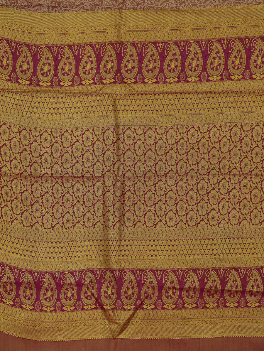 Champagne Gold Dharmavaram Inspired Semi Silk Saree with Medium Medium Contrast Border