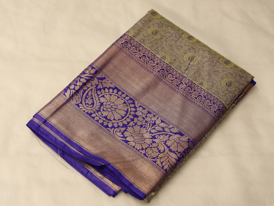 Majestic Purple Dharmavaram Inspired Semi Silk Saree with Wide Wide Contrast Border