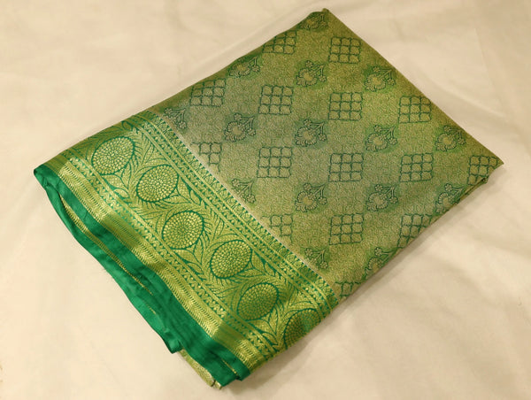 Sage Green Uppada Inspired Semi Silk Saree with Wide Wide Self Border