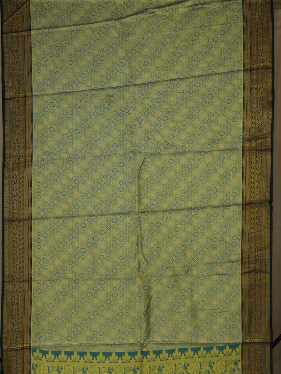 Mint Green Dharmavaram Inspired Semi Silk Saree with Medium Medium Contrast Border