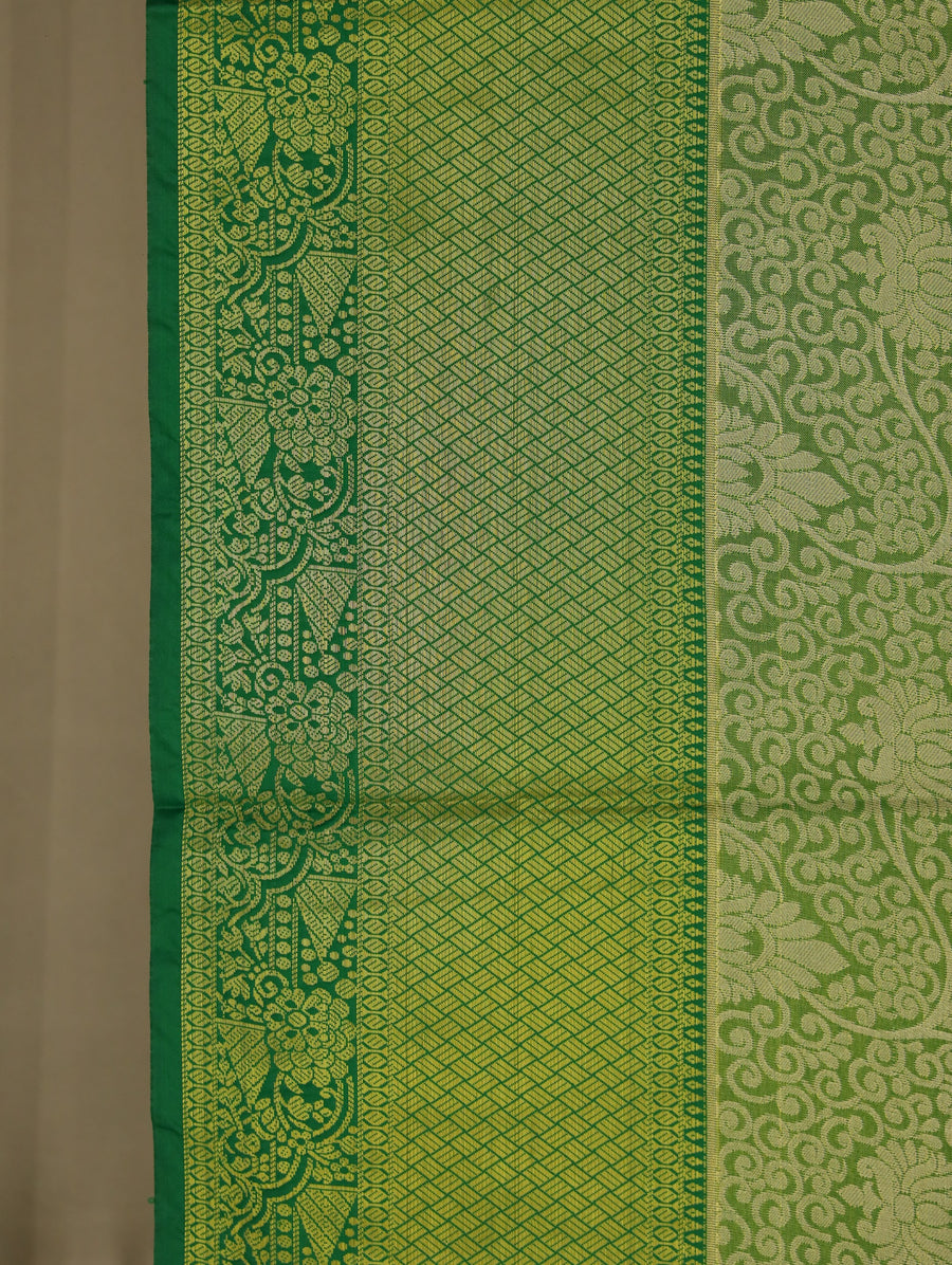 Lime Green Uppada Inspired Semi Silk Saree with Wide Wide Self Border
