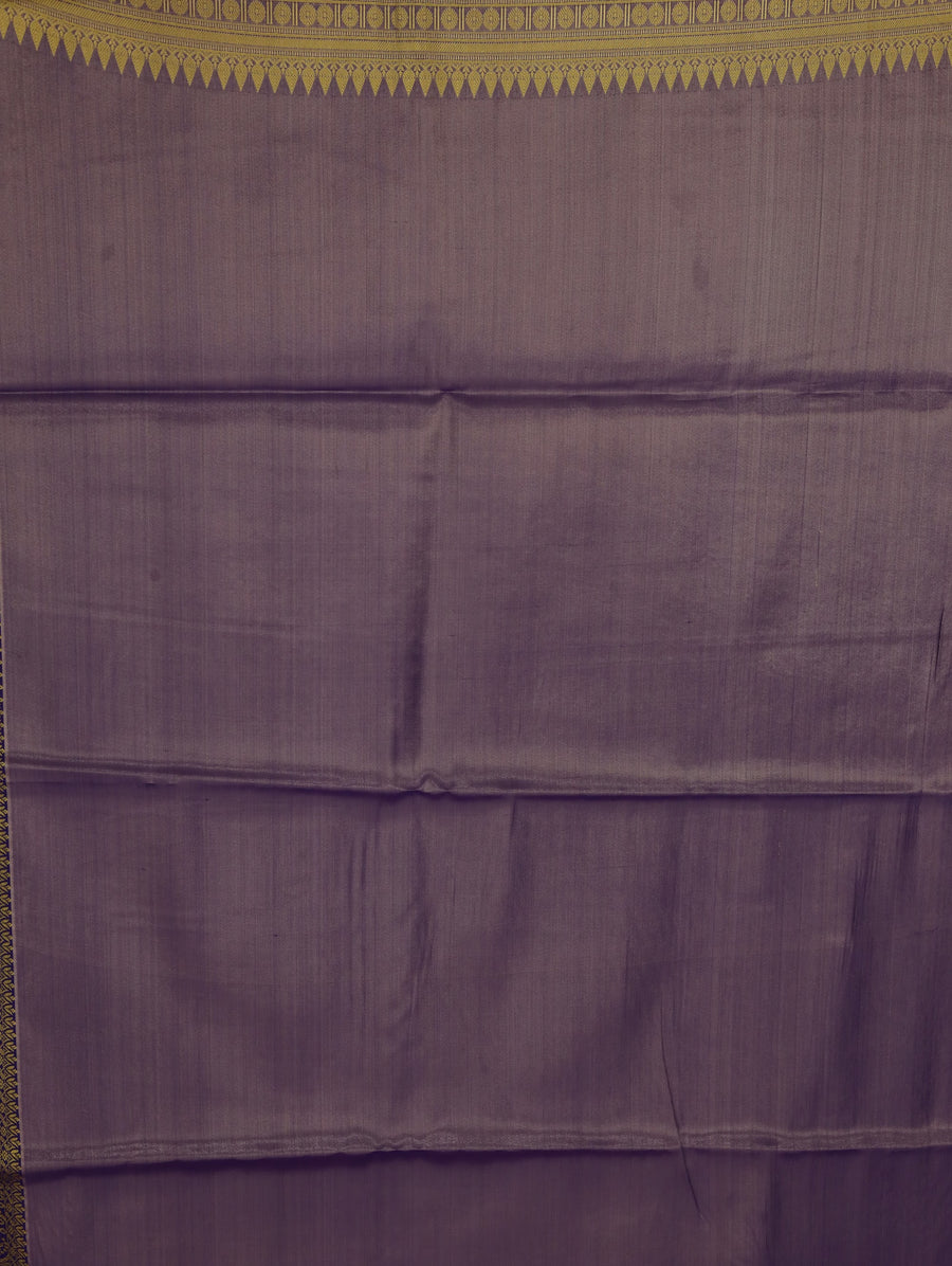 Champagne Gold Dharmavaram Inspired Semi Silk Saree with Wide Wide Contrast Border