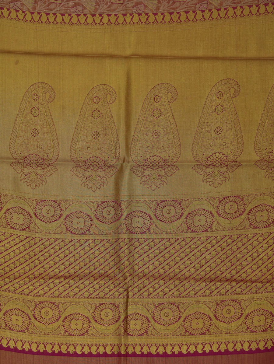 Burnt Sienna Dharmavaram Inspired Semi Silk Saree with Medium Medium Contrast Border