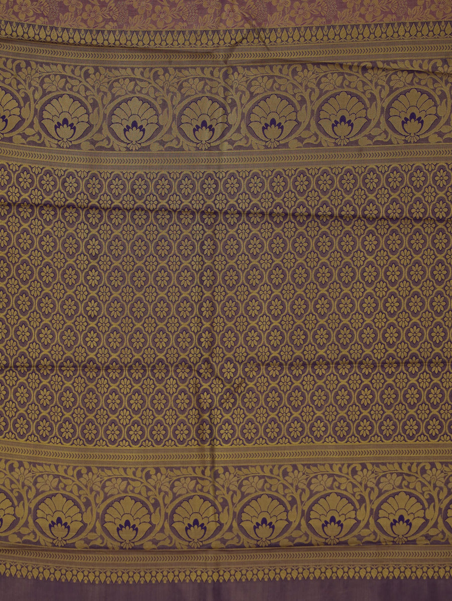 Lavender Blush Kanchipuram Inspired Semi Silk Saree with Wide Wide Contrast Border
