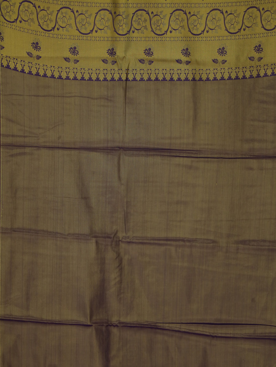 Burnt Orange Gadwal Inspired Semi Silk Saree with Medium Medium Contrast Border