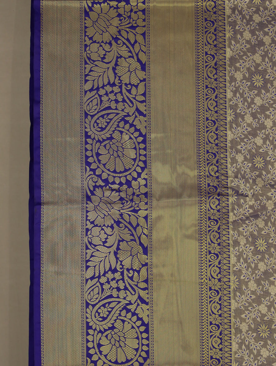 Muted Lavender Dharmavaram Inspired Semi Silk Saree with Wide Wide Contrast Border