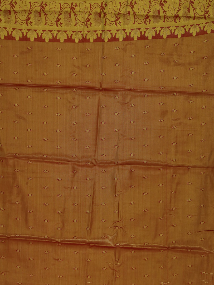 Champagne Gold Dharmavaram Inspired Semi Silk Saree with Medium Medium Contrast Border