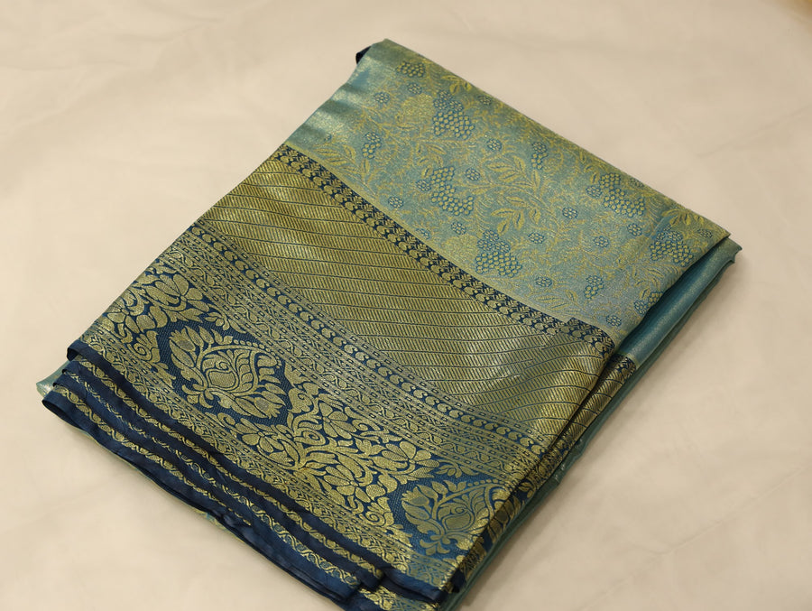 Moss Green Uppada Inspired Semi Silk Saree with Medium Medium Self Border