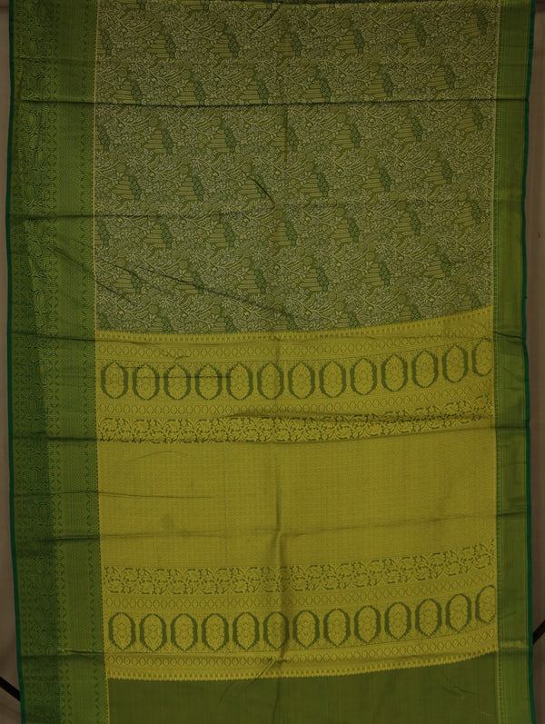 Olive Green Dharmavaram Inspired Semi Silk Saree with Wide Wide Self Border