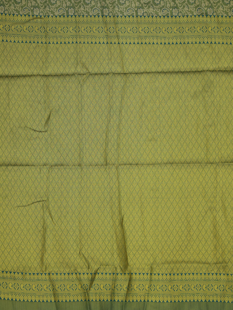 Olive Green Uppada Inspired Semi Silk Saree with Narrow Narrow Contrast Border