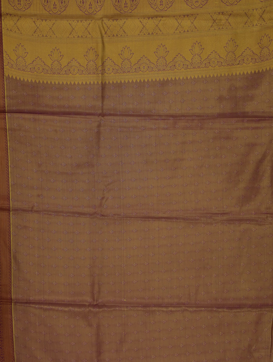 Champagne Gold Dharmavaram Inspired Semi Silk Saree with Medium Medium Contrast Border