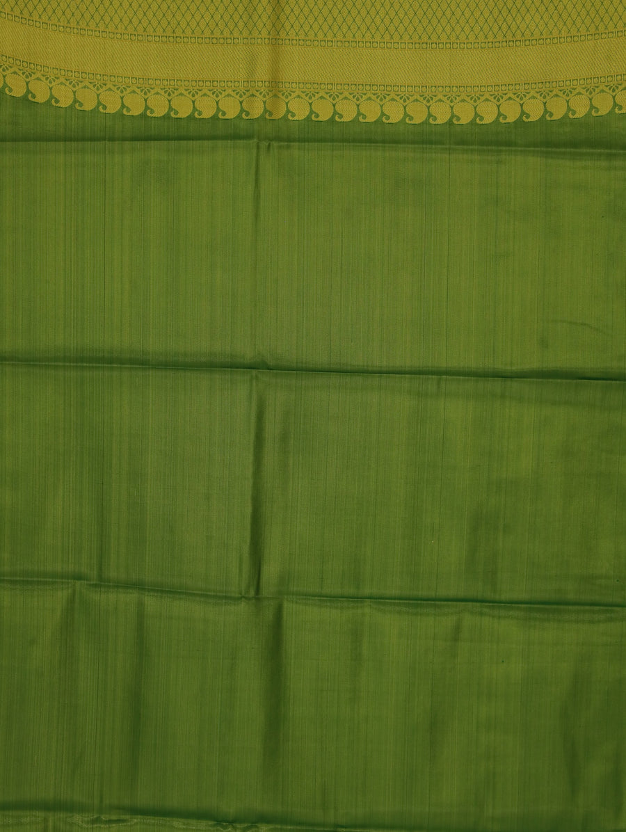 Dusty Peach Kanchipuram Inspired Semi Silk Saree with Wide Wide Contrast Border