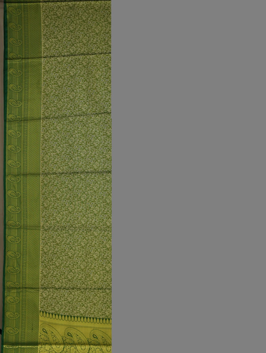 Olive Green Uppada Inspired Semi Silk Saree with Medium Medium Self Border