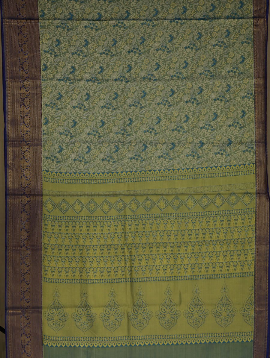 Moss Green Uppada Inspired Semi Silk Saree with Medium Medium Contrast Border