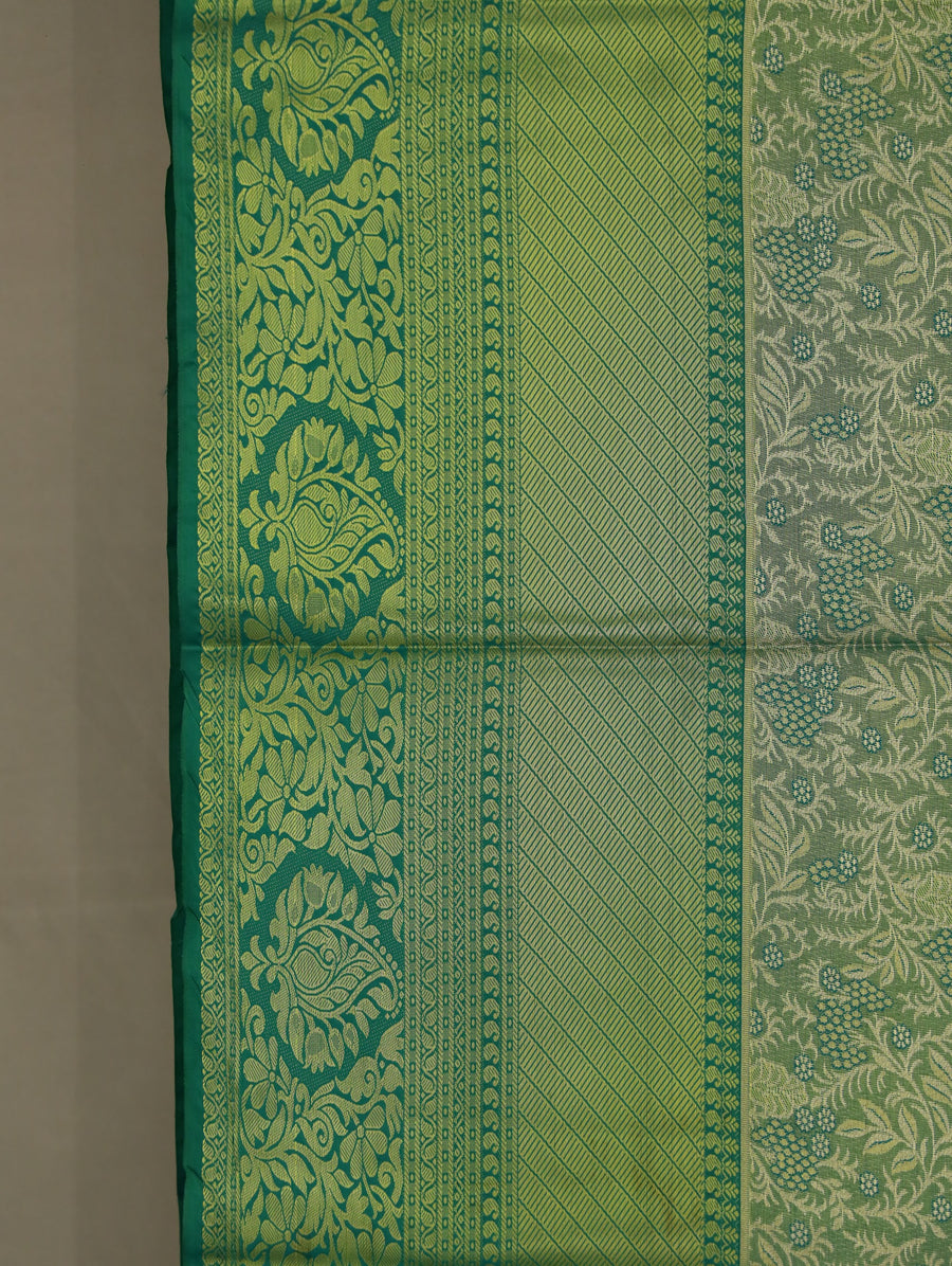Olive Green Mysore Inspired Semi Silk Saree with Medium Medium Self Border