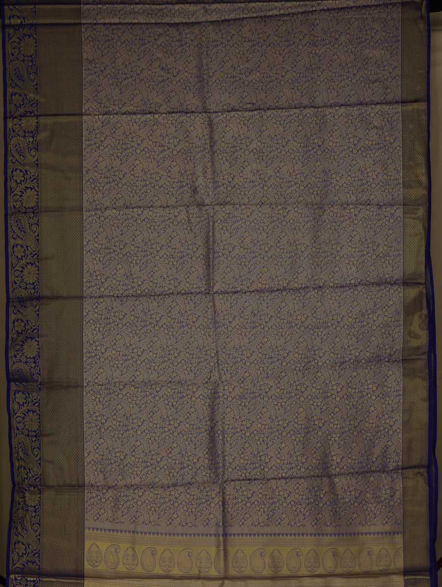 Lavender Mist Kanchipuram Inspired Semi Silk Saree with Wide Wide Contrast Border