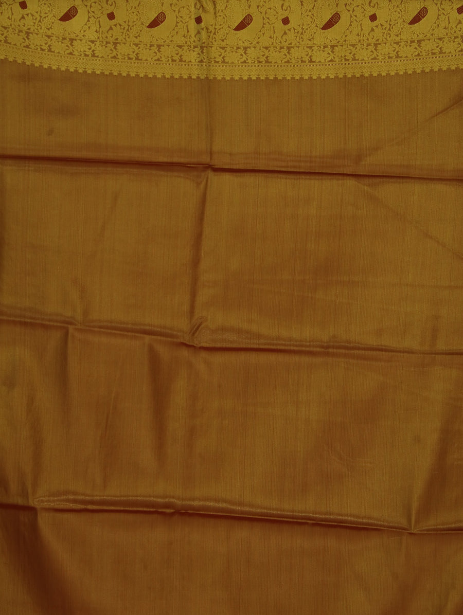 Champagne Gold Dharmavaram Inspired Semi Silk Saree with Wide Wide Contrast Border