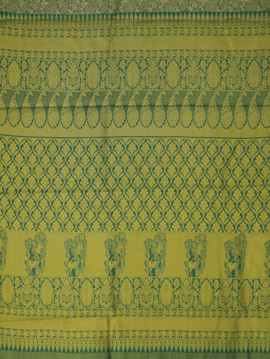 Sage Green Uppada Inspired Semi Silk Saree with Wide Wide Contrast Border