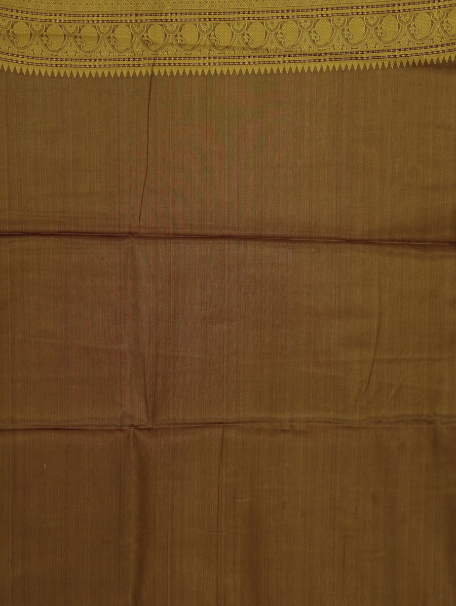 Dusty Rose Kanchipuram Inspired Semi Silk Saree with Wide Wide Contrast Border