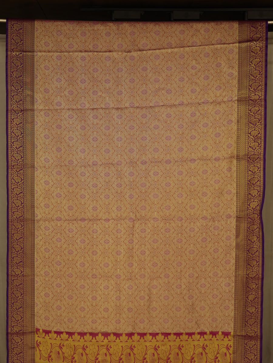 Dusty Rose Dharmavaram Inspired Semi Silk Saree with Medium Medium Contrast Border