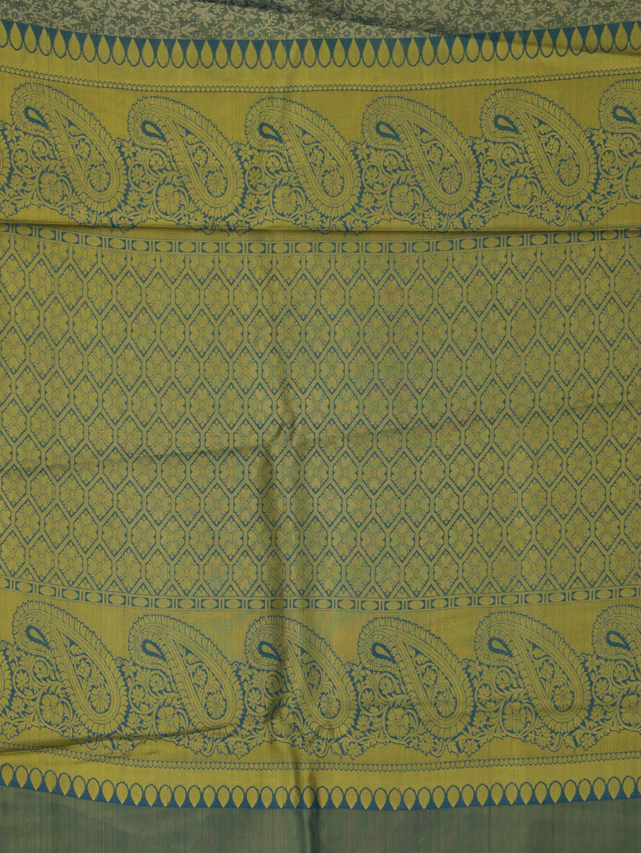 Sage Green Uppada Inspired Semi Silk Saree with Medium Medium Contrast Border