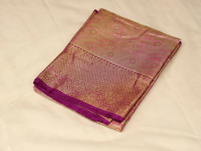 Burnt Orange Dharmavaram Inspired Semi Silk Saree with Medium Medium Contrast Border