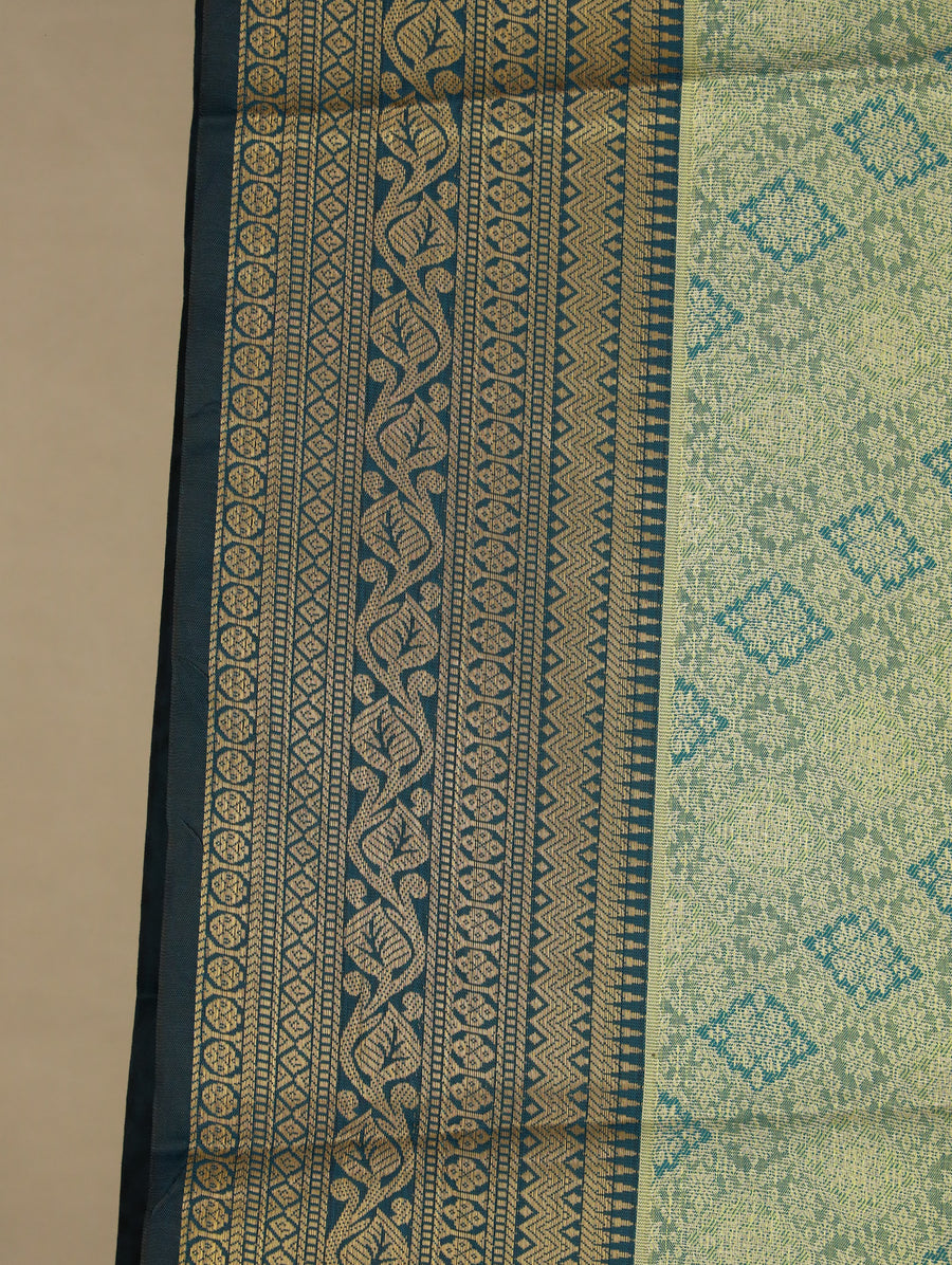 Mint Green Dharmavaram Inspired Semi Silk Saree with Medium Medium Contrast Border