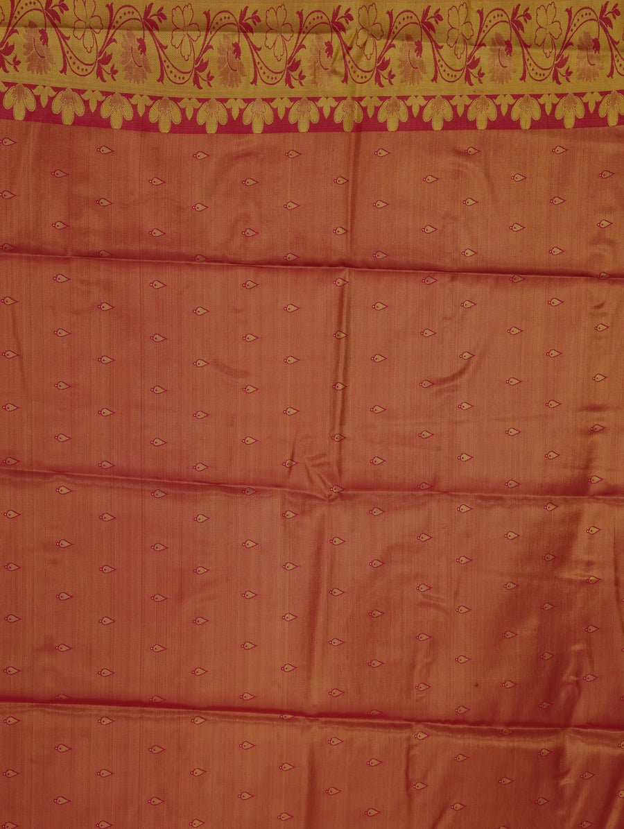Burnt Orange Dharmavaram Inspired Semi Silk Saree with Medium Medium Contrast Border