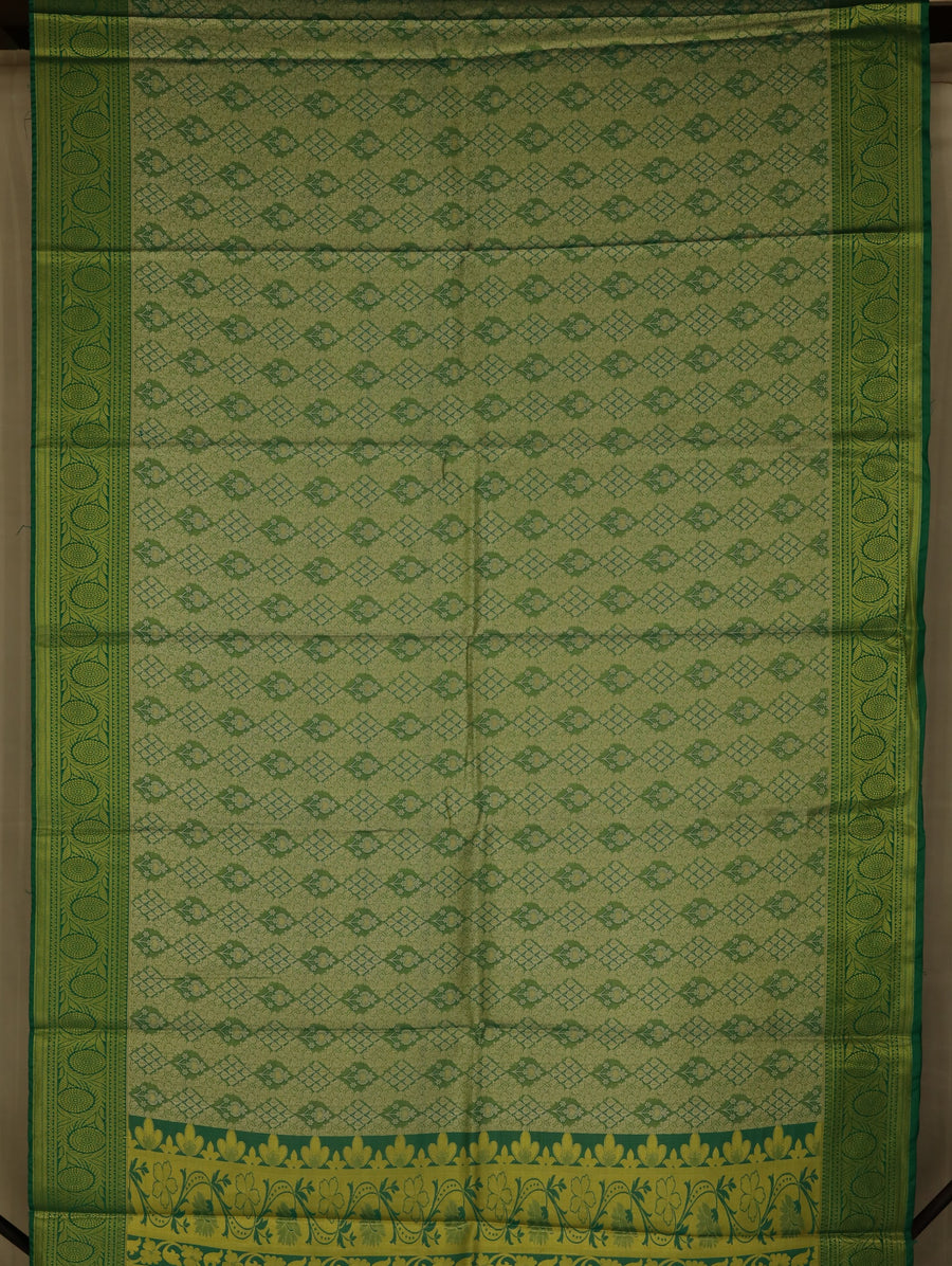Olive Green Uppada Inspired Semi Silk Saree with Medium Medium Contrast Border