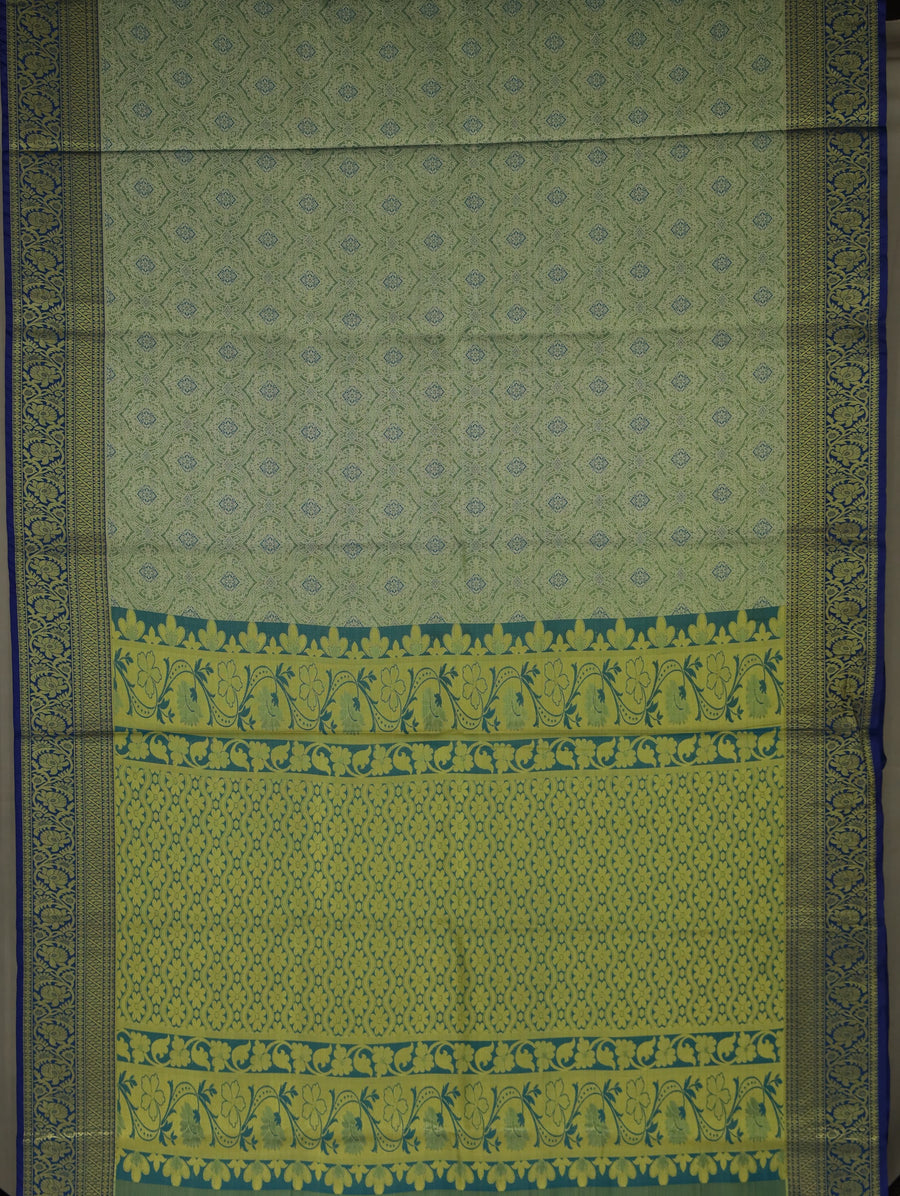 Sage Green Uppada Inspired Semi Silk Saree with Wide Wide Contrast Border